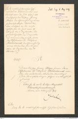 k.k. naturhistorisches Hofmuseum, Intendanzakten 1885-1896 (Hauer), Aktenzahl Z.515.a/1889, Seite 1
